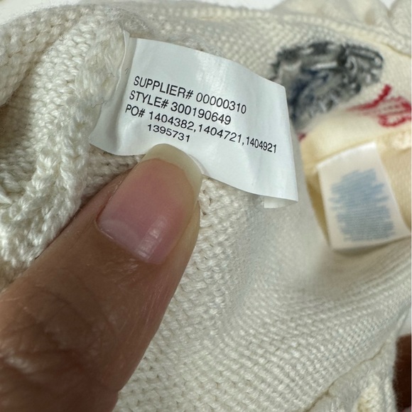 Ralph Lauren Knit Bear Peplum Long Sleeve Sweater Top in Cream Size 6M - Picture 7 of 8